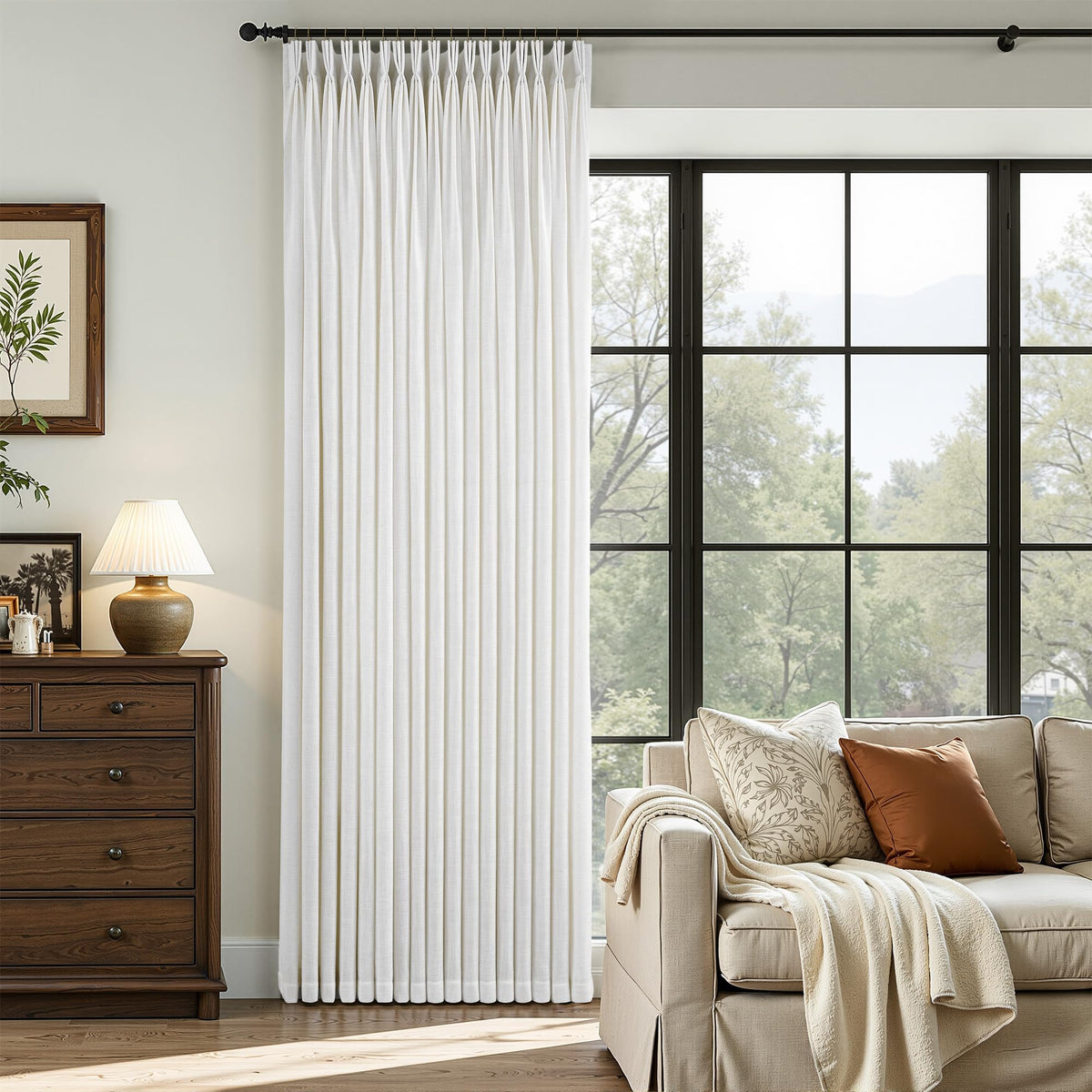 60 Inch Extra Wide Pinch Pleated Linen Curtains 90 Inch Length A8214
