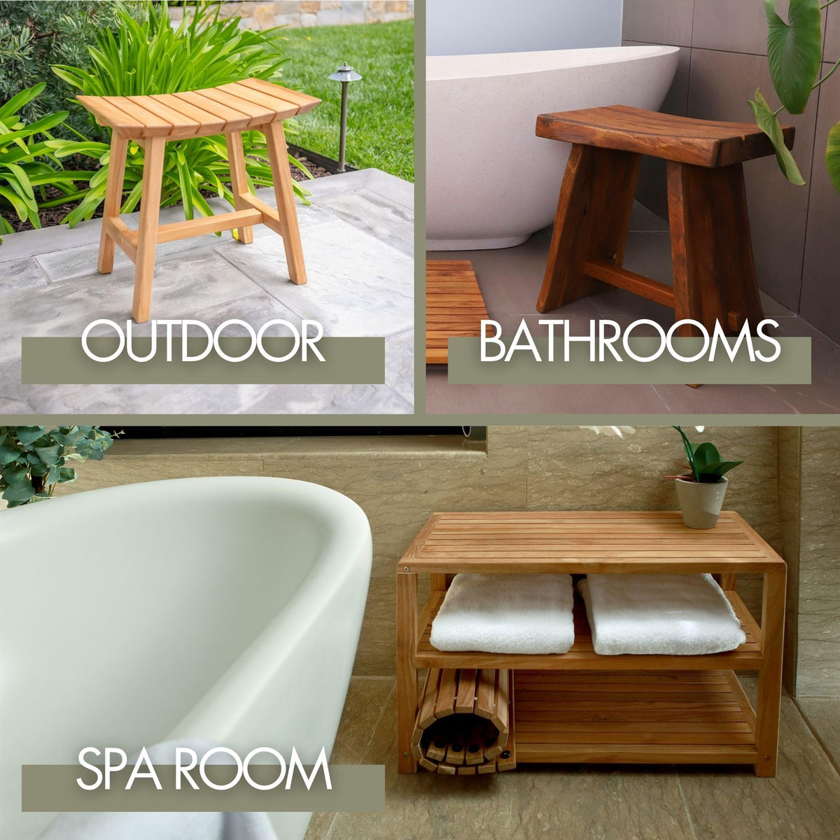 Teak Wood Shower and Bath Stool U47890