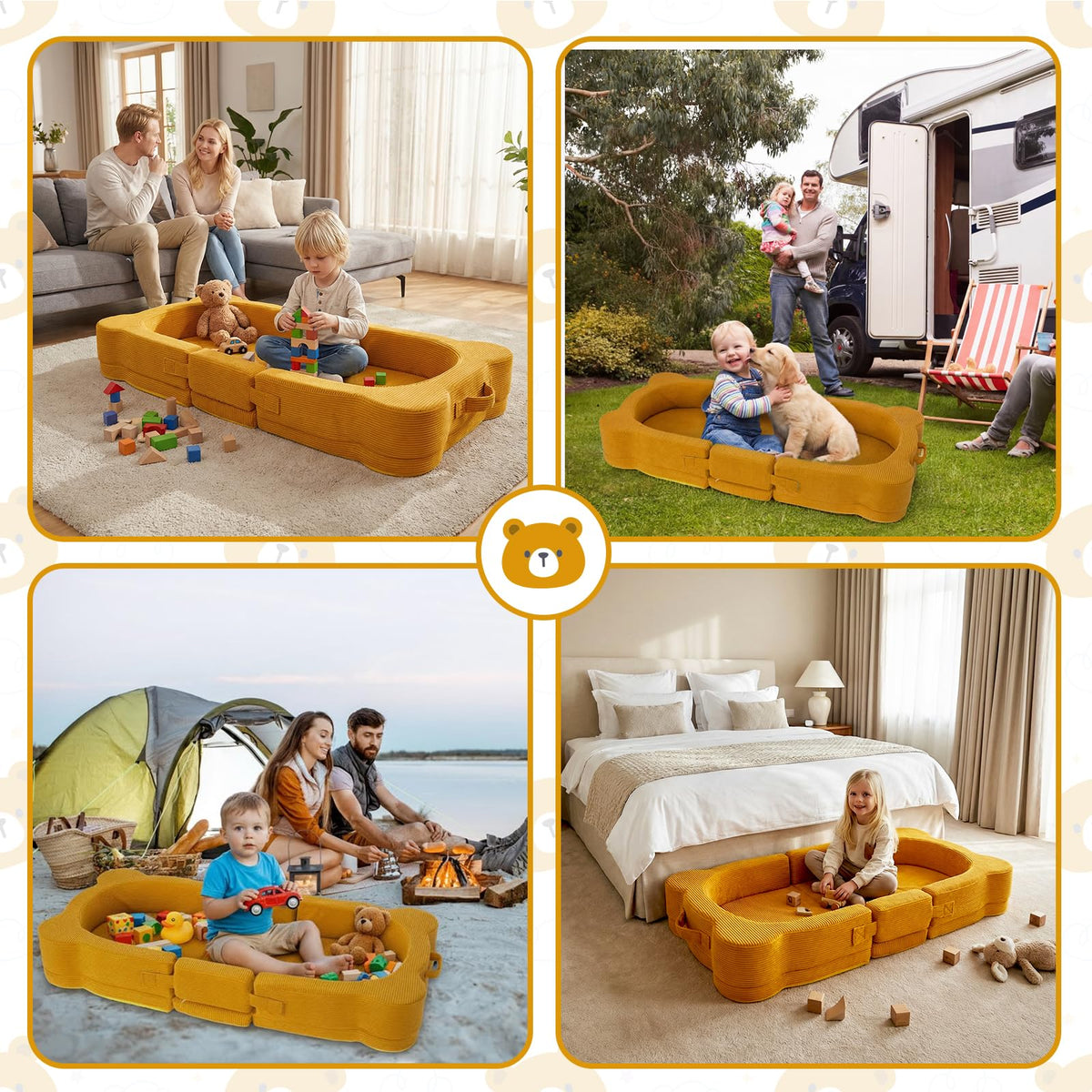 Portable Foldable Toddler Travel Bed with Safety Rail C8258