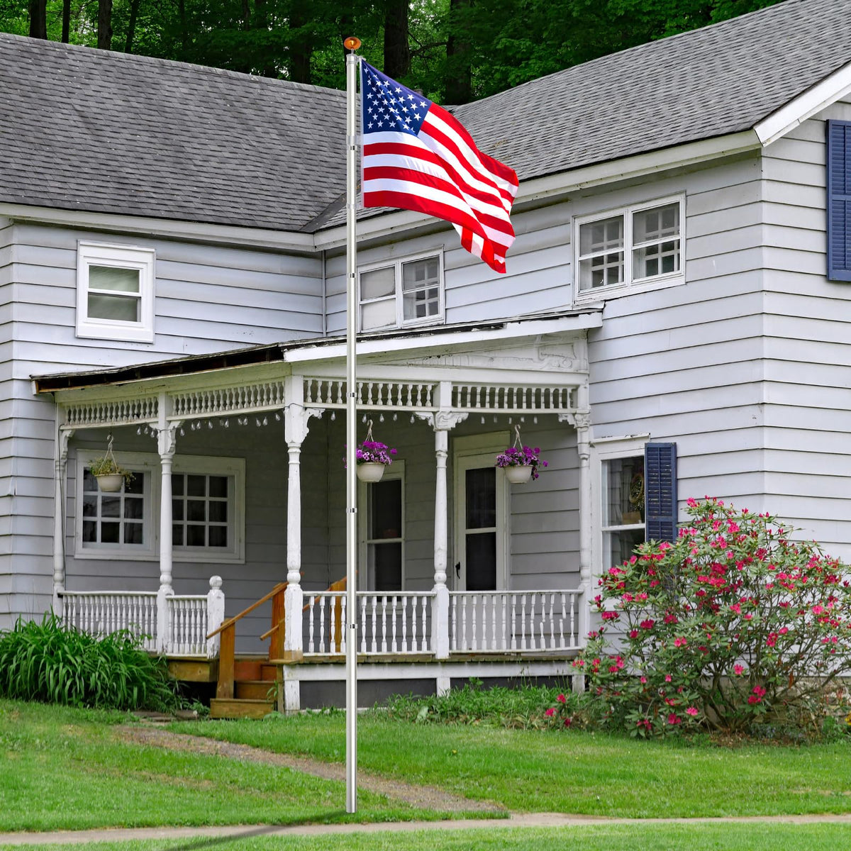 20FT Sectional Heavy Duty Aluminum Flag Pole Kit with 3x5 ft American Flag T316830