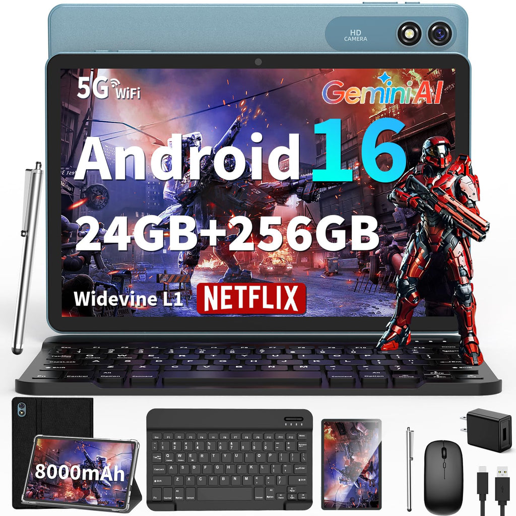 Android 16 Tablet 10 inch 32GB 256GB 2TB Expand Black O7451