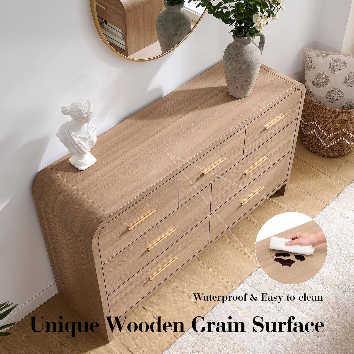 Curved 7 Drawer Dresser Z778