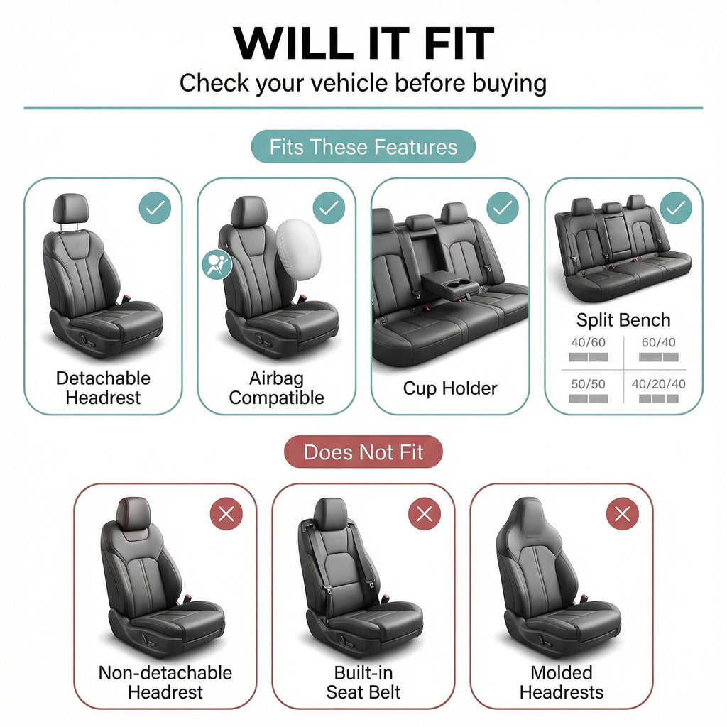Gray Black Universal Fit Automotive Seat Covers Combo Set with Steering Wheel Cover and Seat Belt Pad X5182