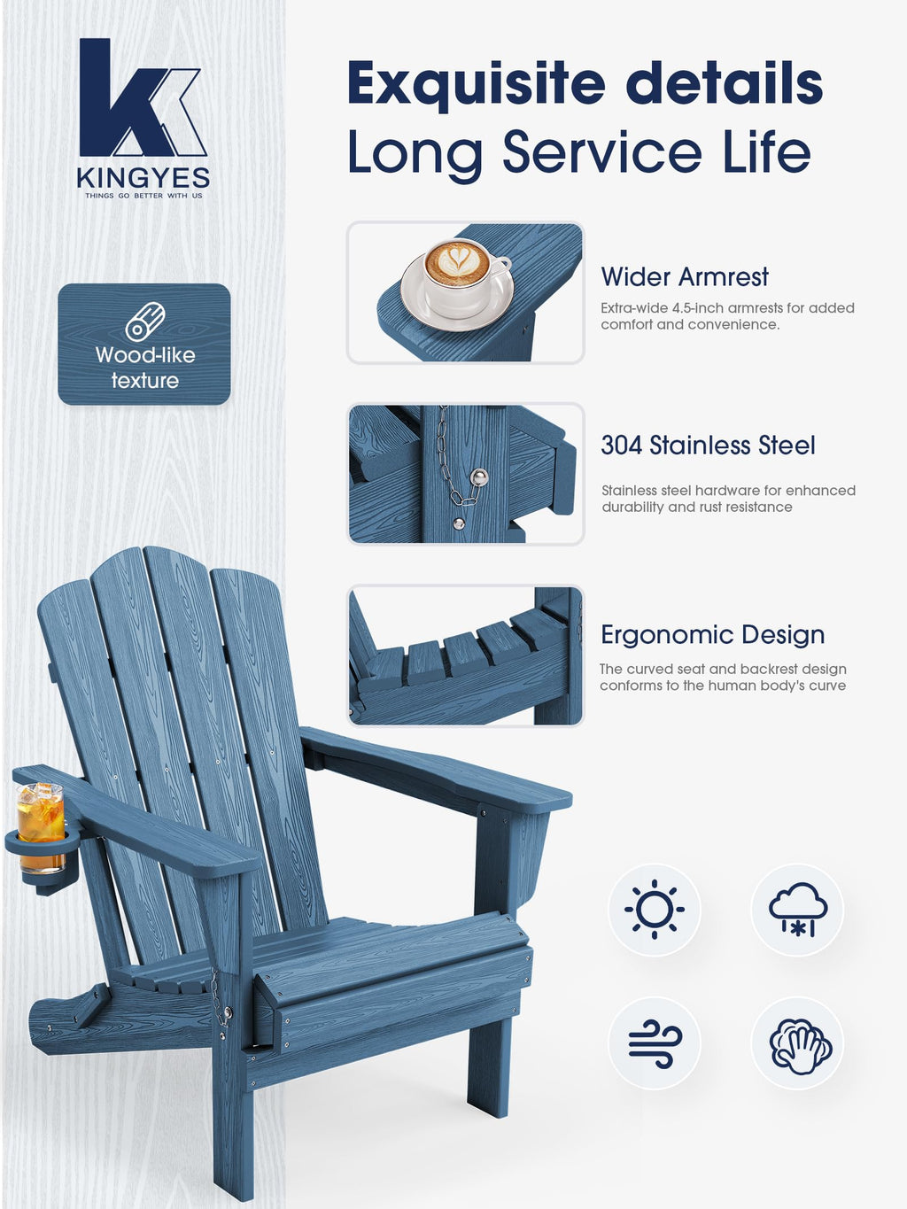 Folding Adirondack Chair Set of 2 with Cup Holder T99497