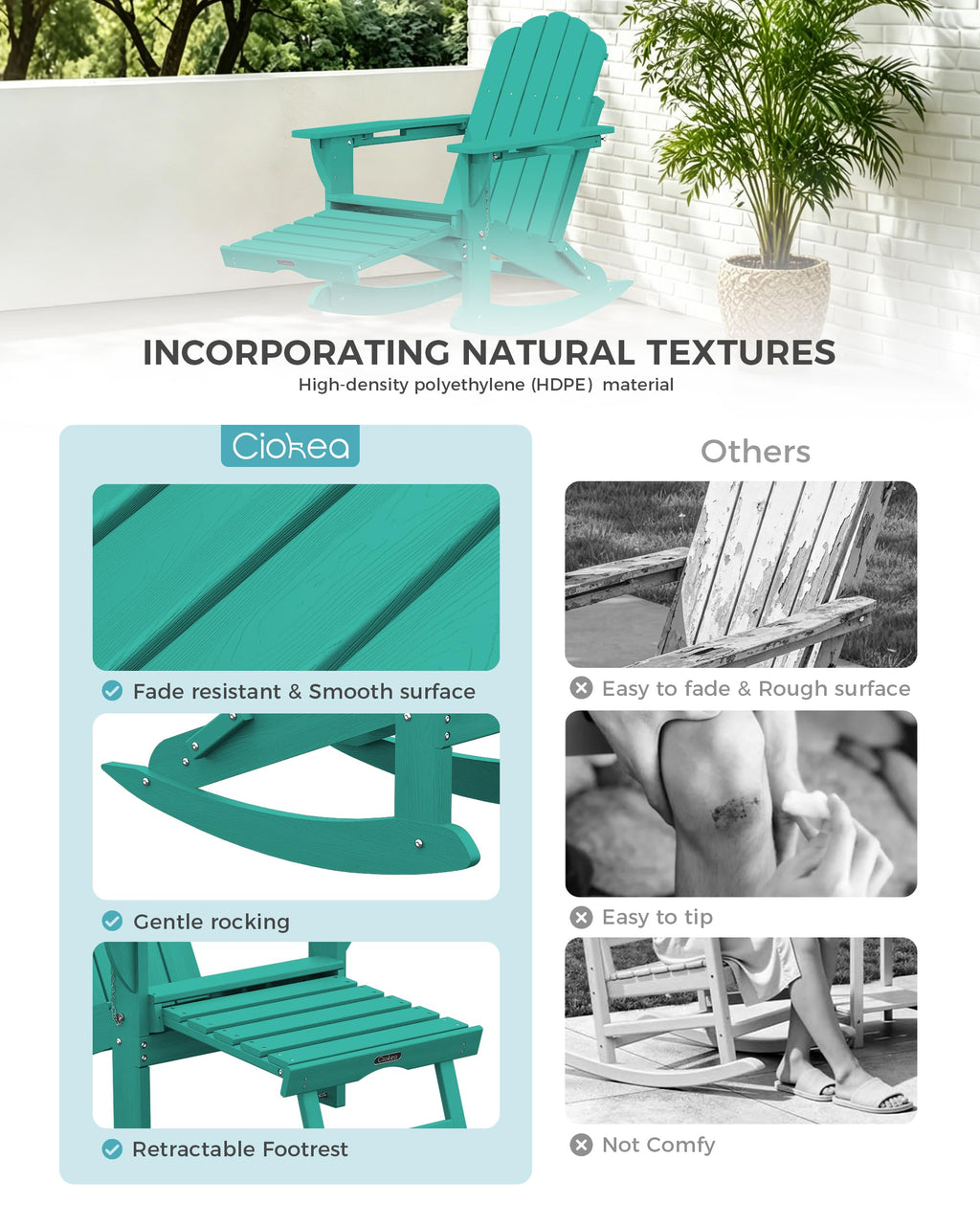 Adirondack Rocking Chair with Footrest O50682