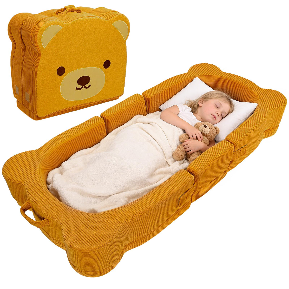 Portable Foldable Toddler Travel Bed with Safety Rail C8258