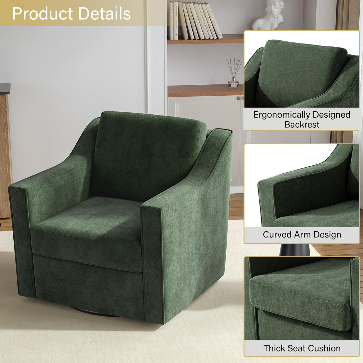 Green Swivel Accent Chairs Set of 2 X29590