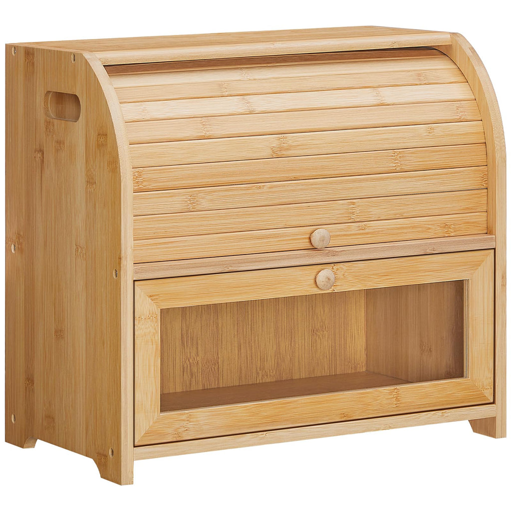Bamboo 2 Tier Roll-Top Bread Box J15619
