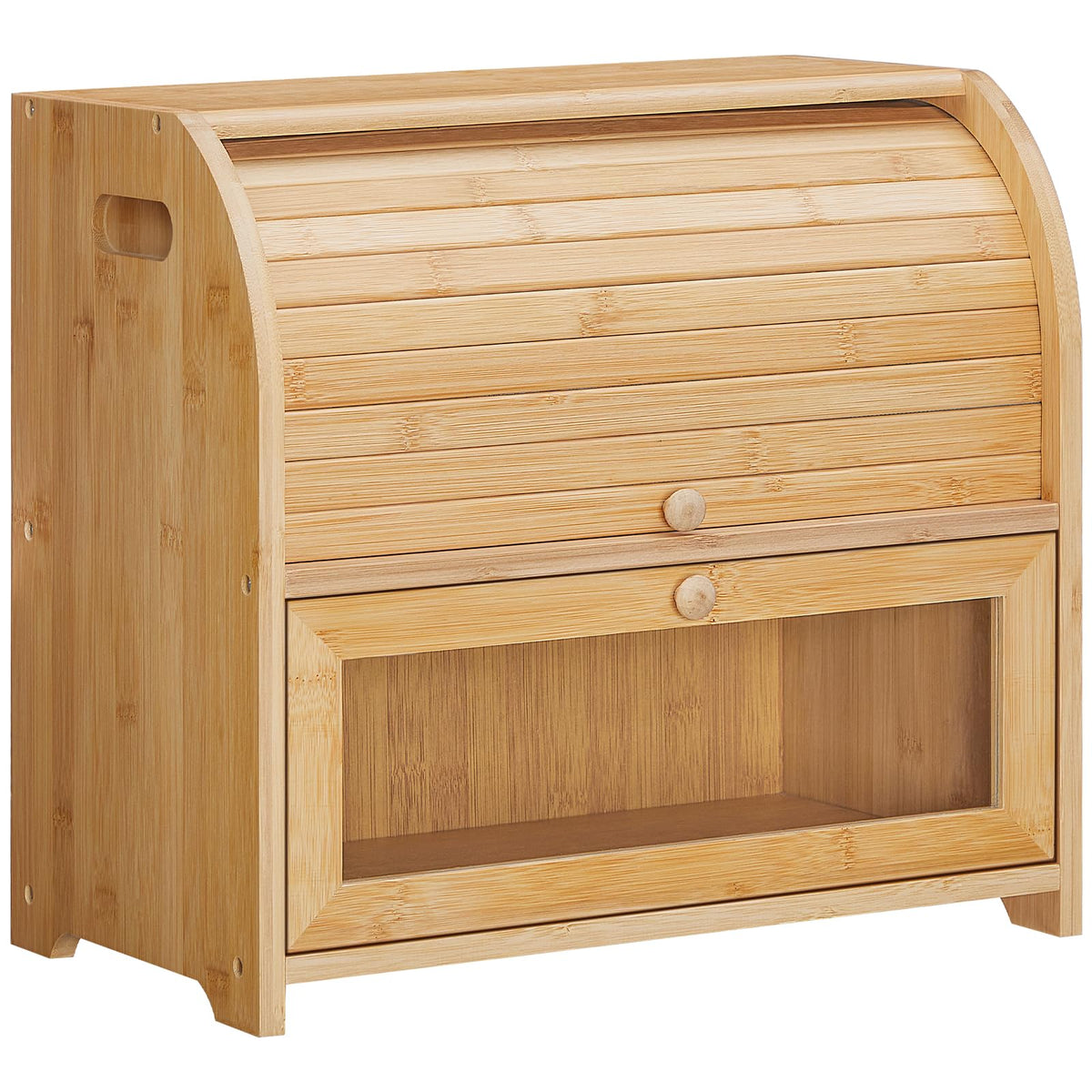 Bamboo 2 Tier Roll-Top Bread Box J15619