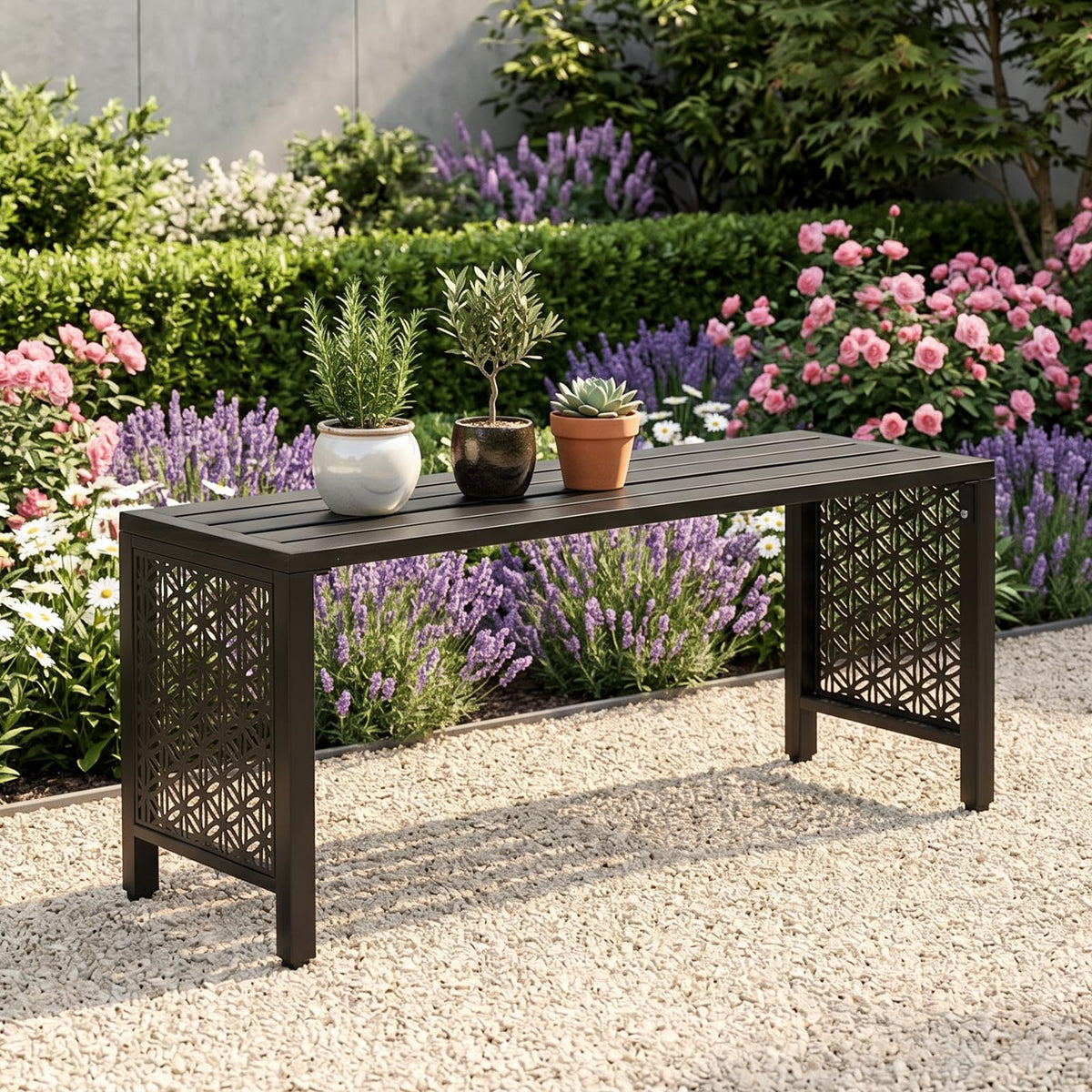 Black Metal Outdoor Bench D86741