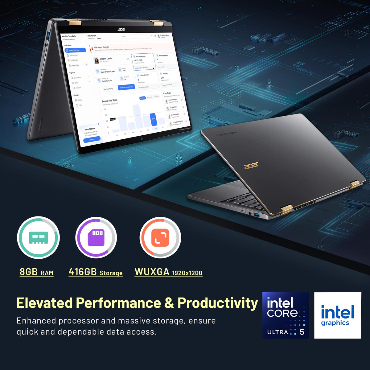 14" Touch 2-in-1 Chromebook Intel Core Ultra 5 8GB Gray I395383