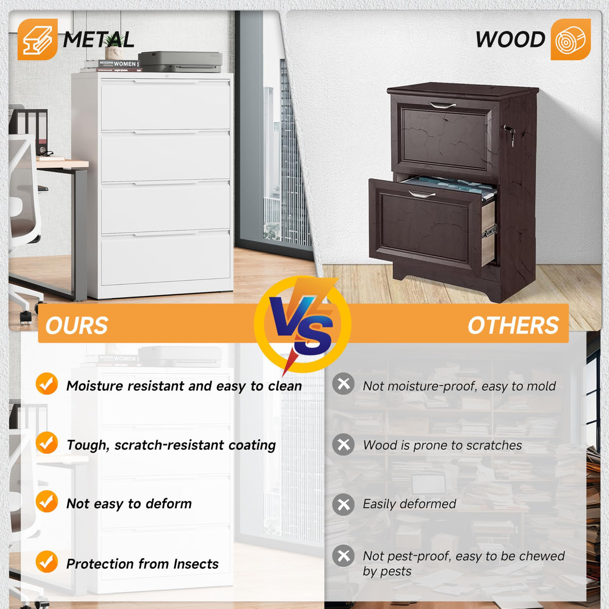 3 Drawer Metal File Cabinet with Lock X629239
