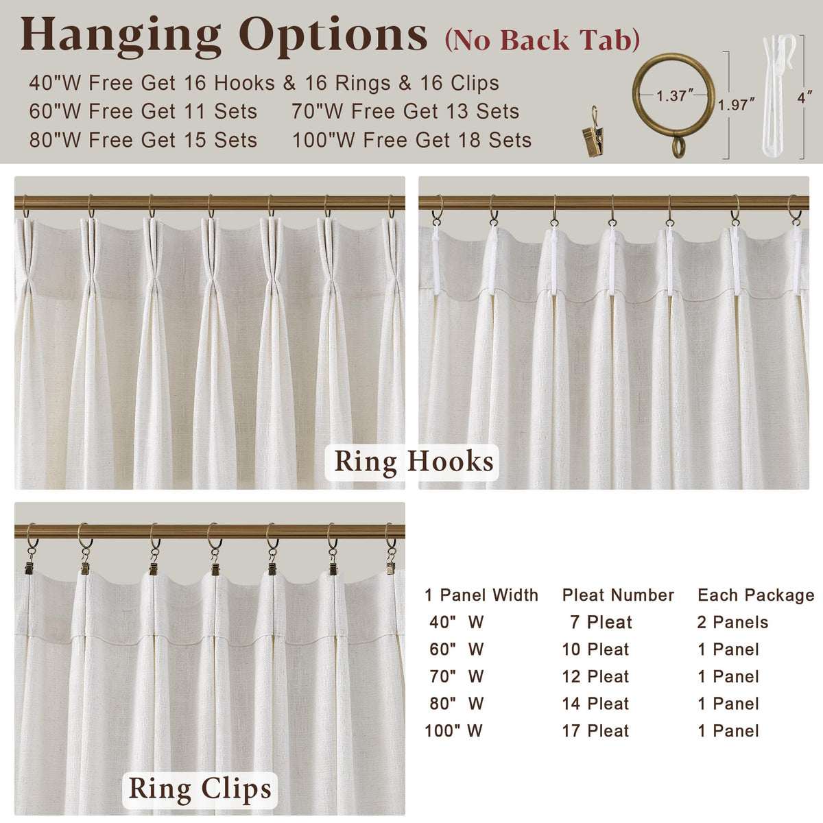 60 Inch Extra Wide Pinch Pleated Linen Curtains 90 Inch Length A8214