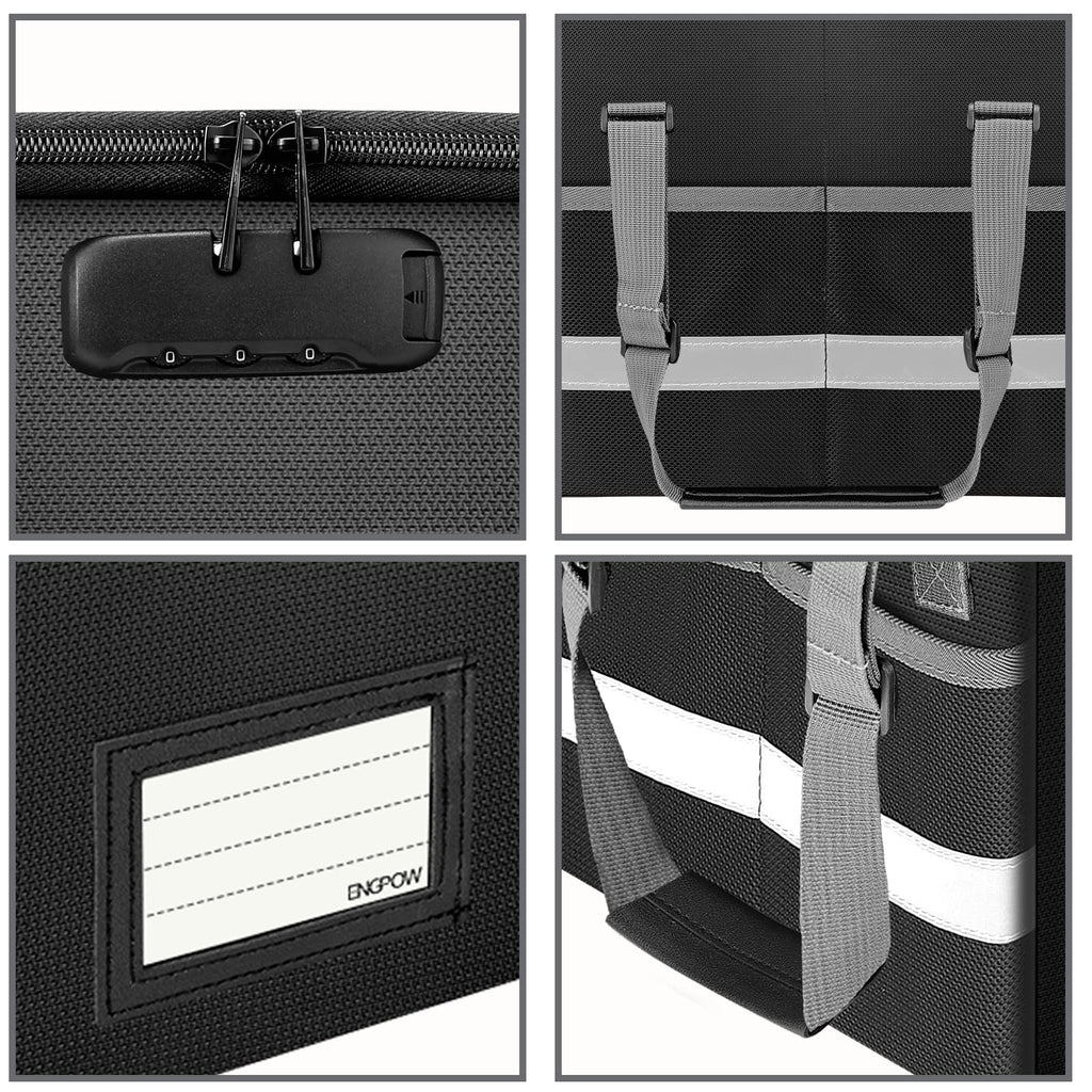 Black Fireproof Collapsible File Box with Lock L541