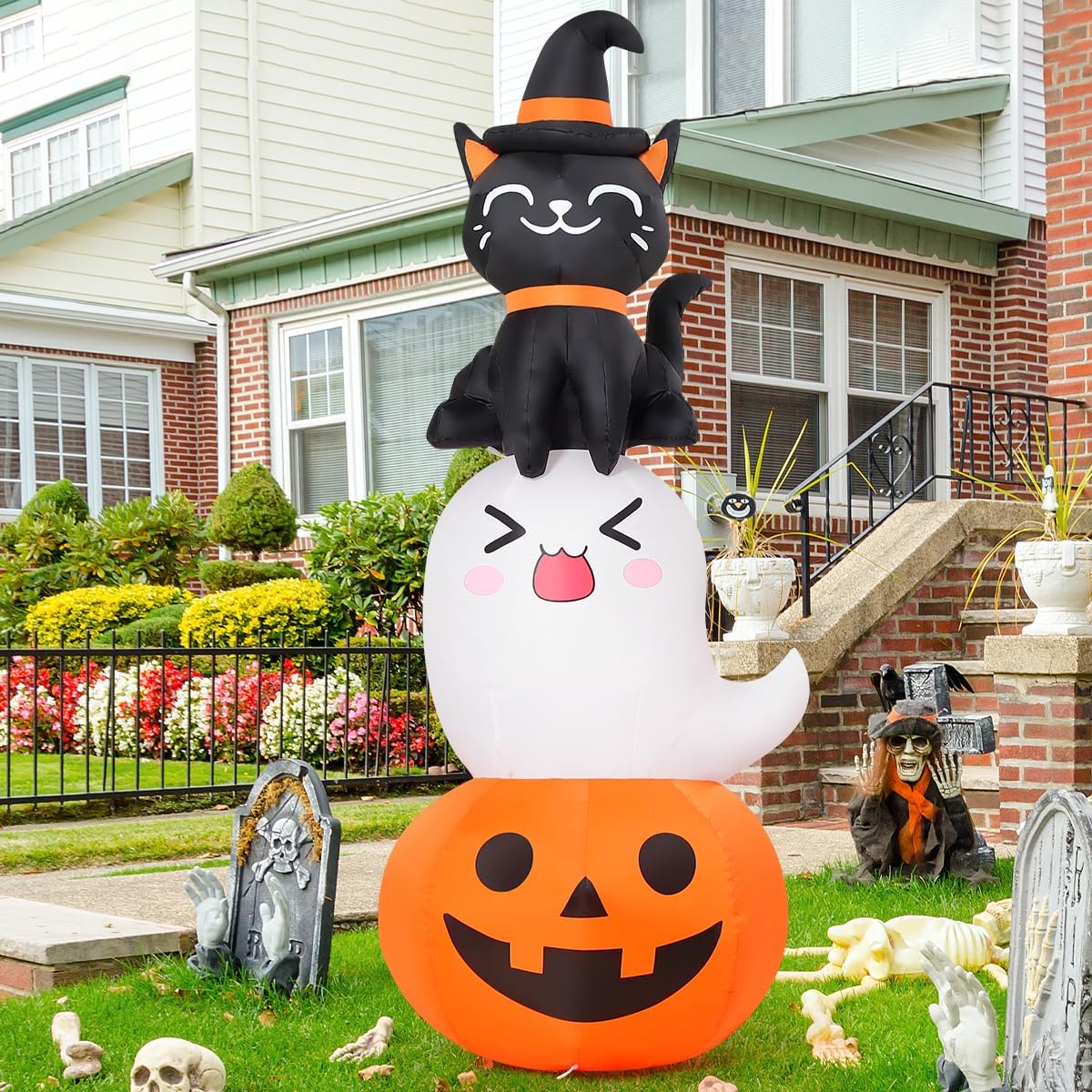 6 FT Halloween Inflatables Pumpkin Ghost Cat Outdoor Decorations L131