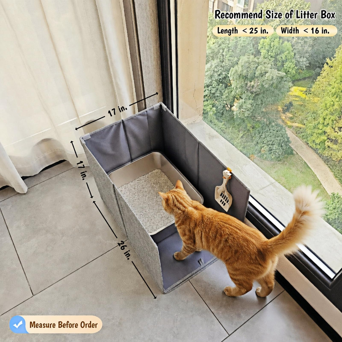 Extra Large Open Top High Sided Cat Litter Box Enclosure H702