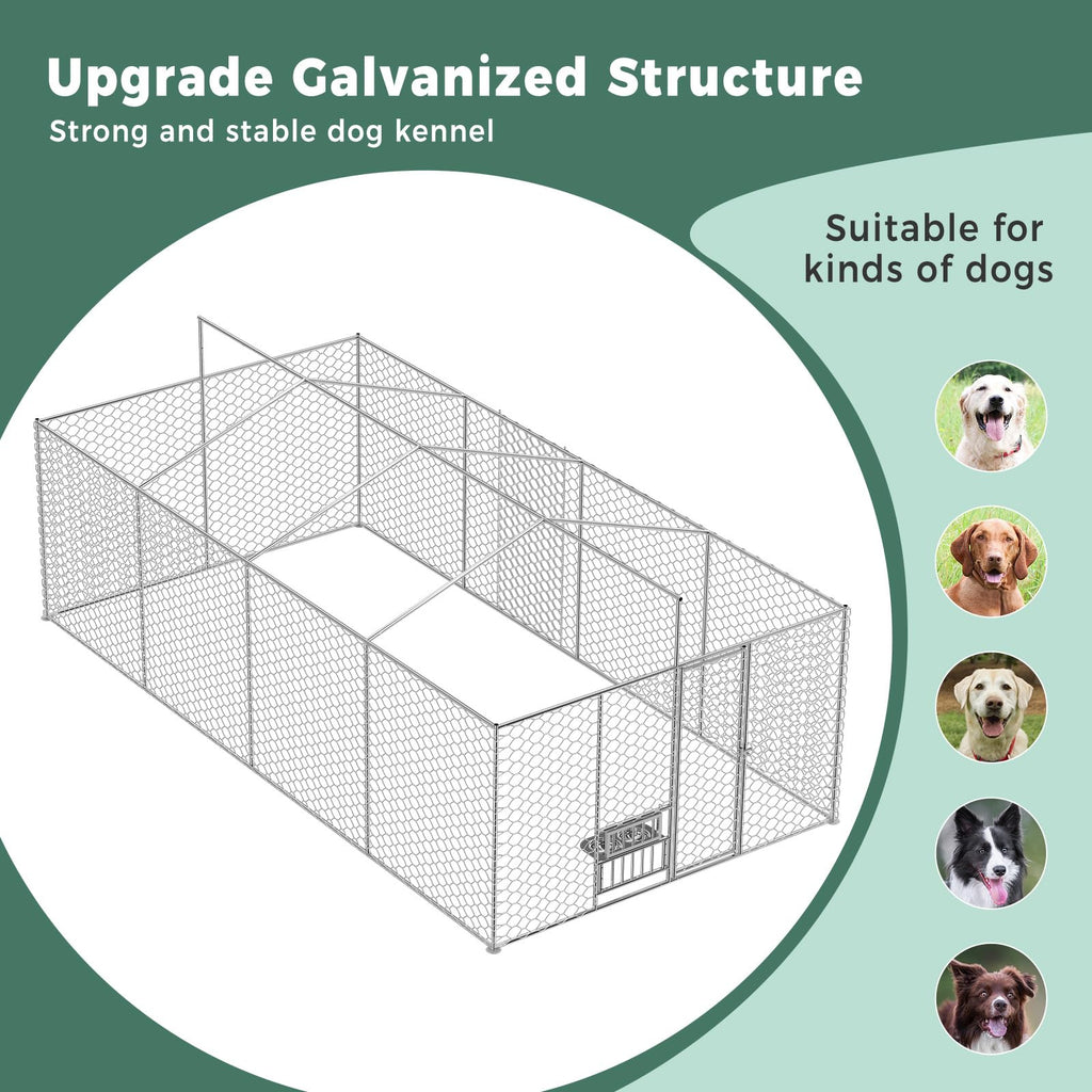 20×10×5.6FT Outdoor Dog Kennel with Bowls L539659