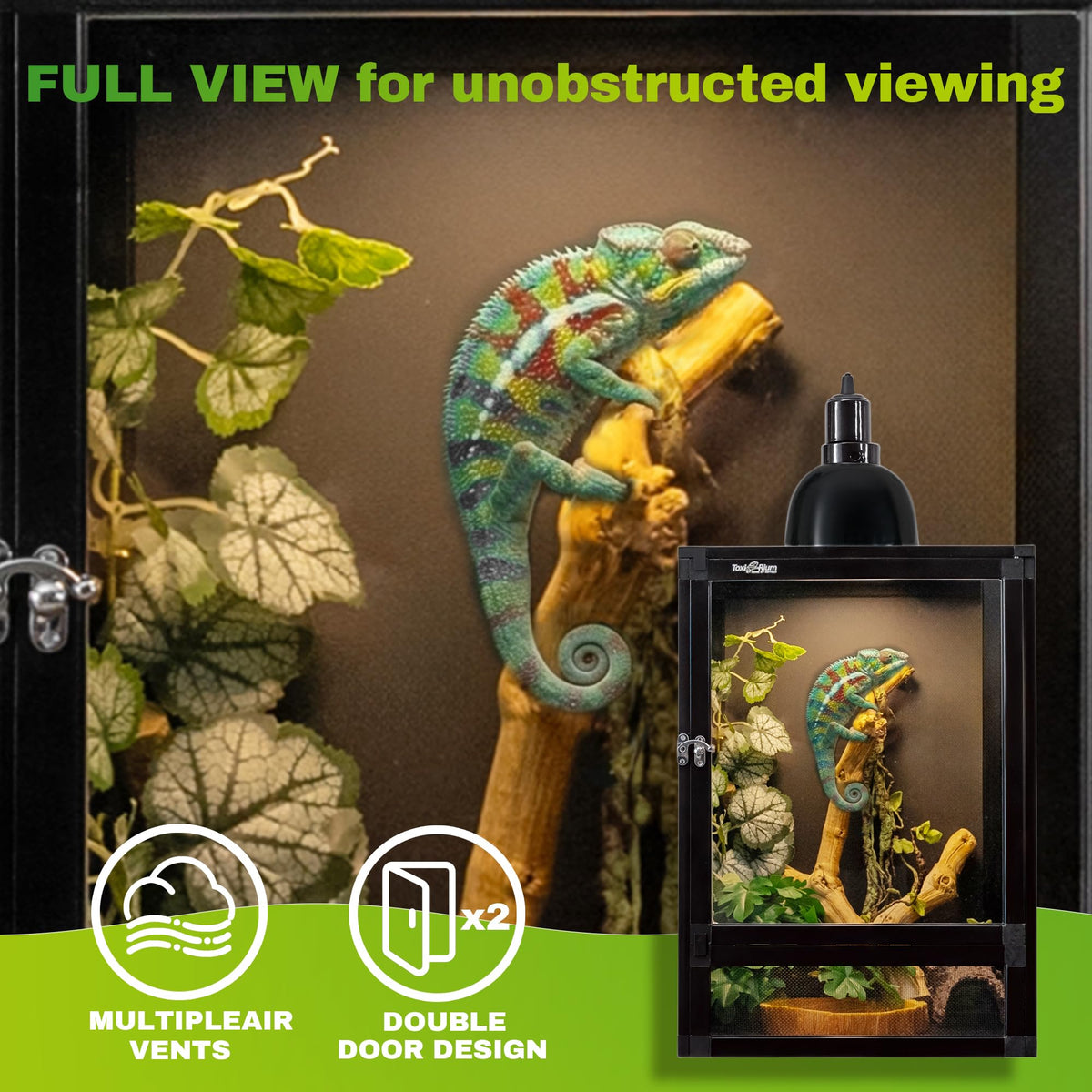12"x12"x18" PVC Reptile Terrarium with Screen & Acrylic Doors E494253