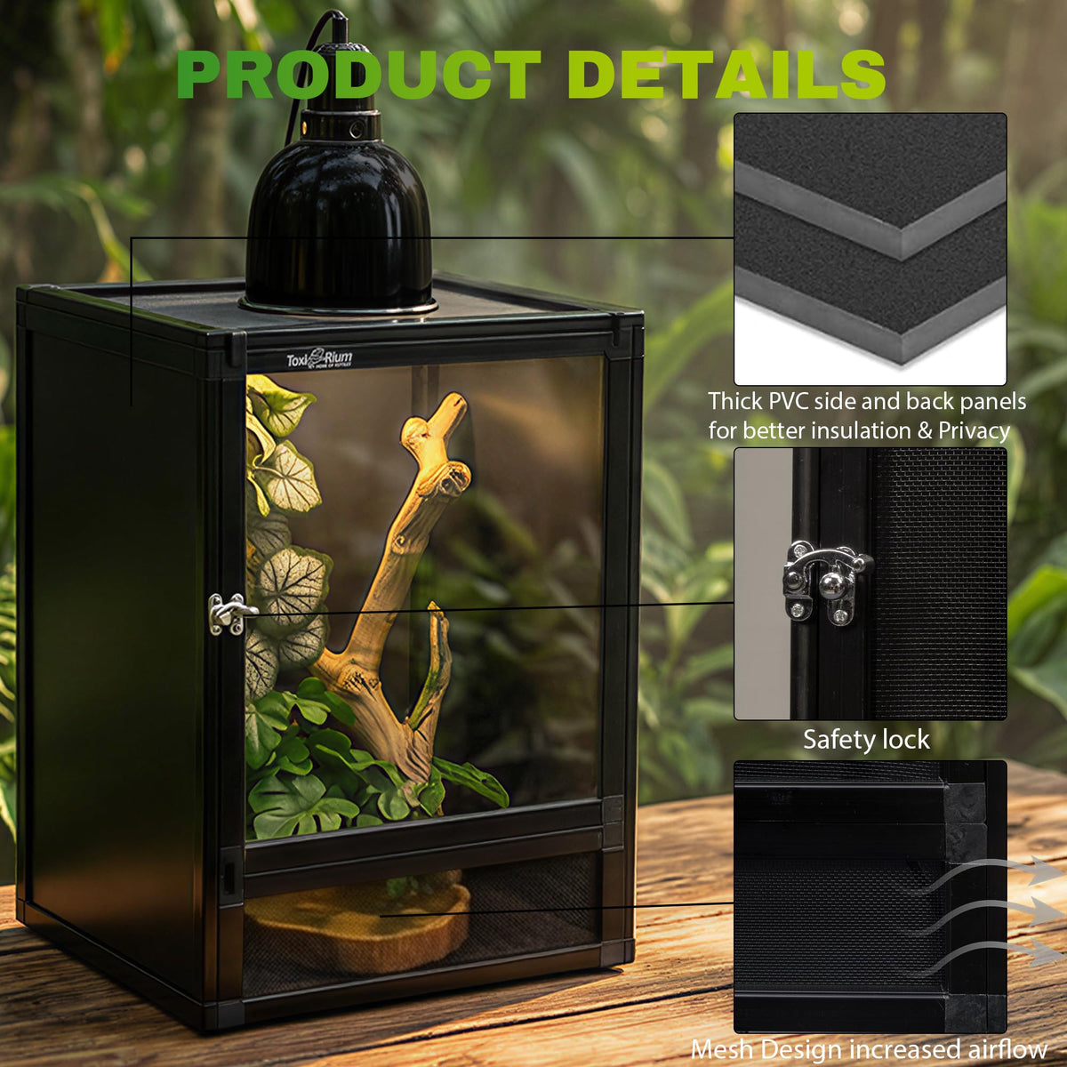 12"x12"x18" PVC Reptile Terrarium with Screen & Acrylic Doors E494253