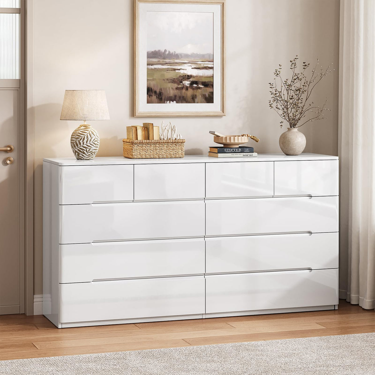 White 10 Drawer Dresser P9892