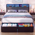 Full Size Upholstered Bed Frame with 2 Drawers and Storage Shelves H85174