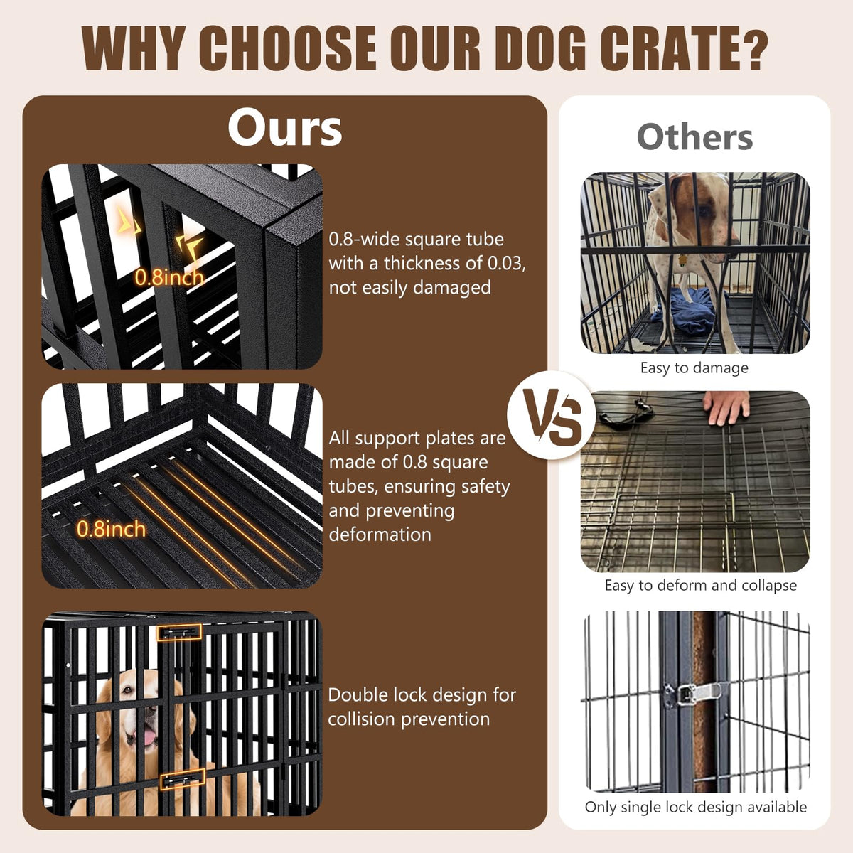 48 Inch Heavy Duty Dog Crate Kennel with Wheels W840