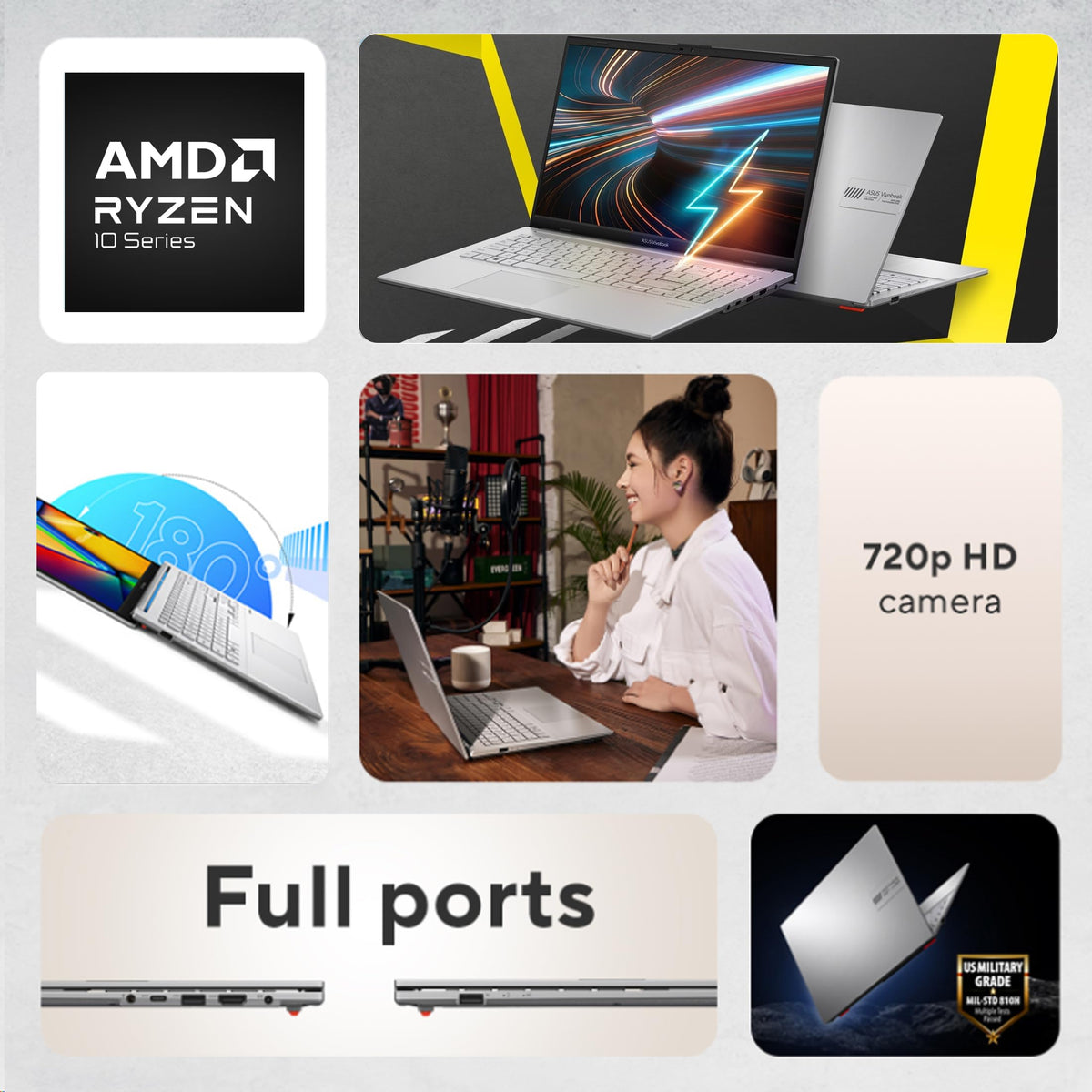 15.6” FHD Laptop, AMD Ryzen 5, 8GB RAM, 512GB SSD F6441