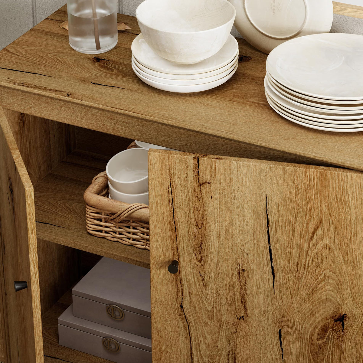 Oak Brown Storage Cabinets T224492