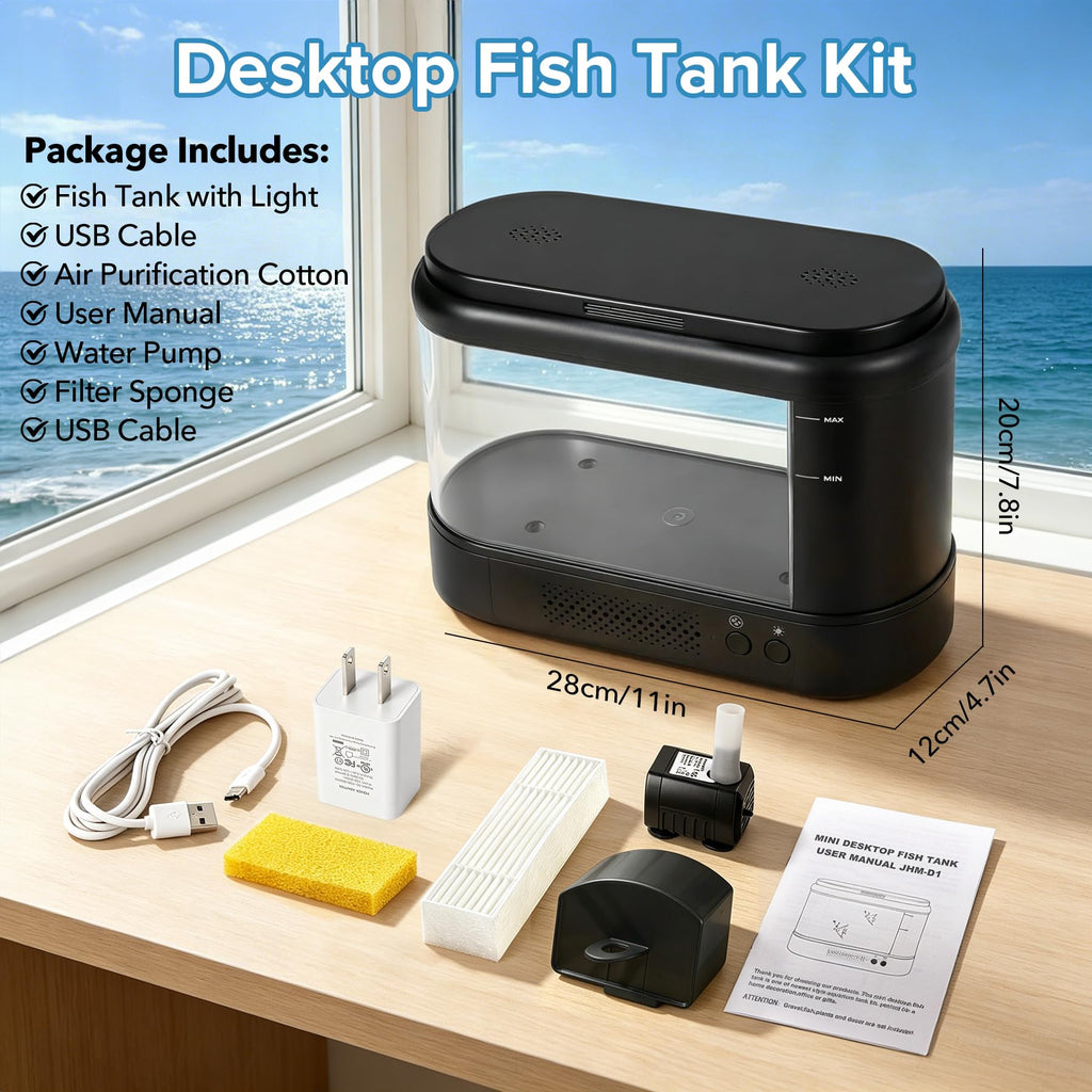 Black 1 Gallon Acrylic Aquarium Kit C7919