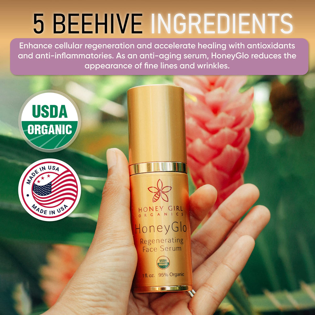 USDA Certified Organic Face Serum with Vitamin C and EVOO 1 oz D948