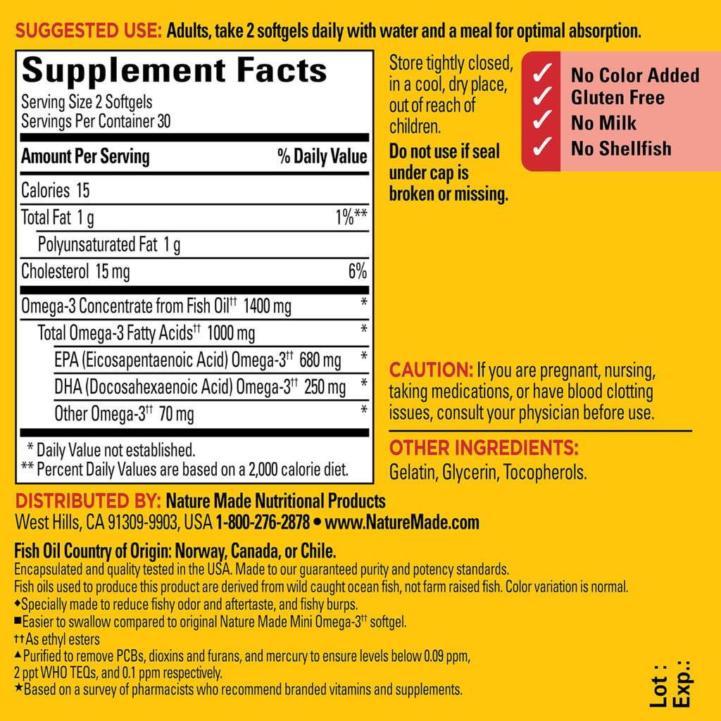 Fish Oil Omega 3 1400 mg Minis 60 Softgels R811