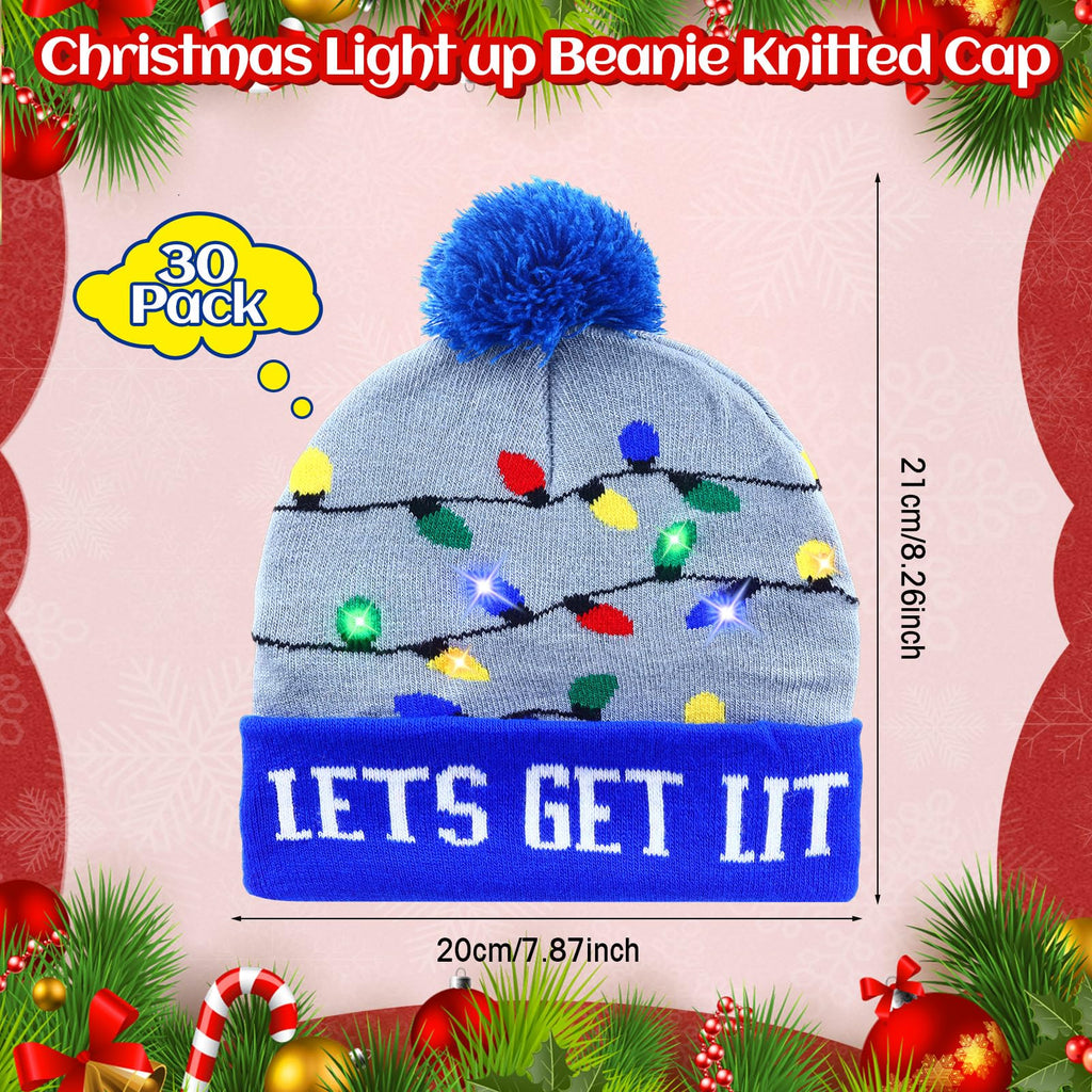 Light Up Christmas Hats Bulk LED Beanies Q251