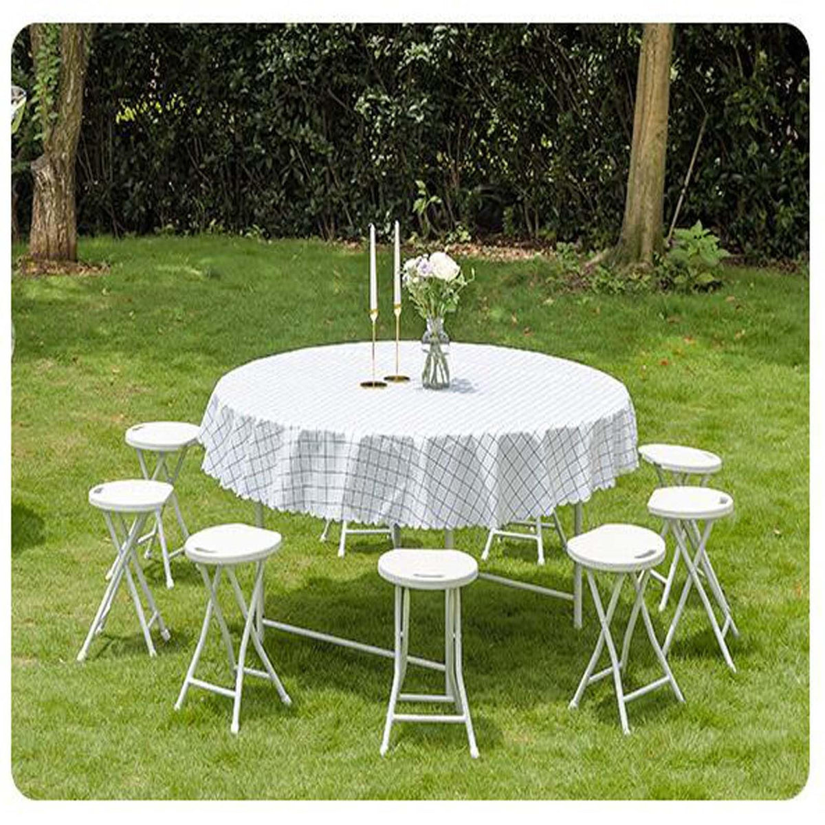 18 inch Portable Folding Plastic Stool with Steel Frame W718358