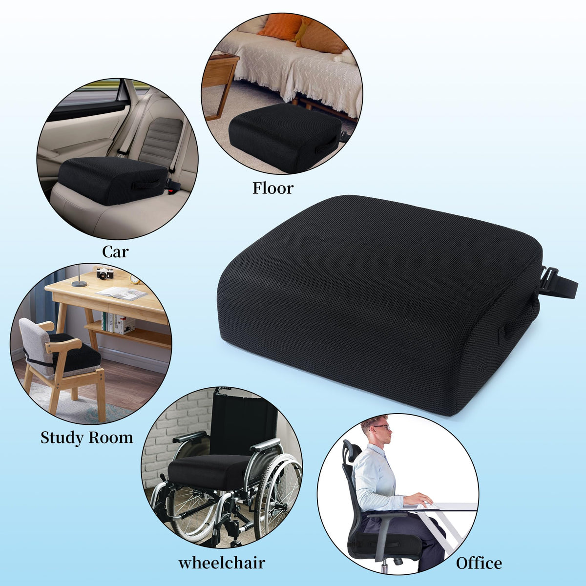 Extra Thick Memory Foam Chair Cushion with Carry Handle Y943168