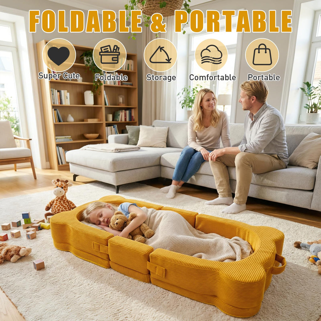 Portable Foldable Toddler Travel Bed with Safety Rail C8258