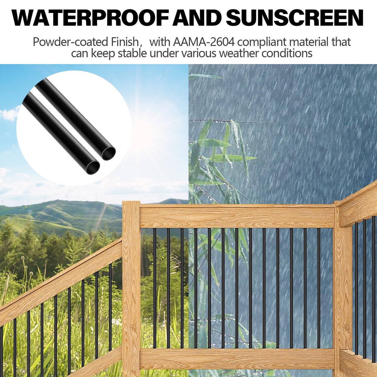 101 Pack 36" Round Black Aluminum Deck Balusters O832