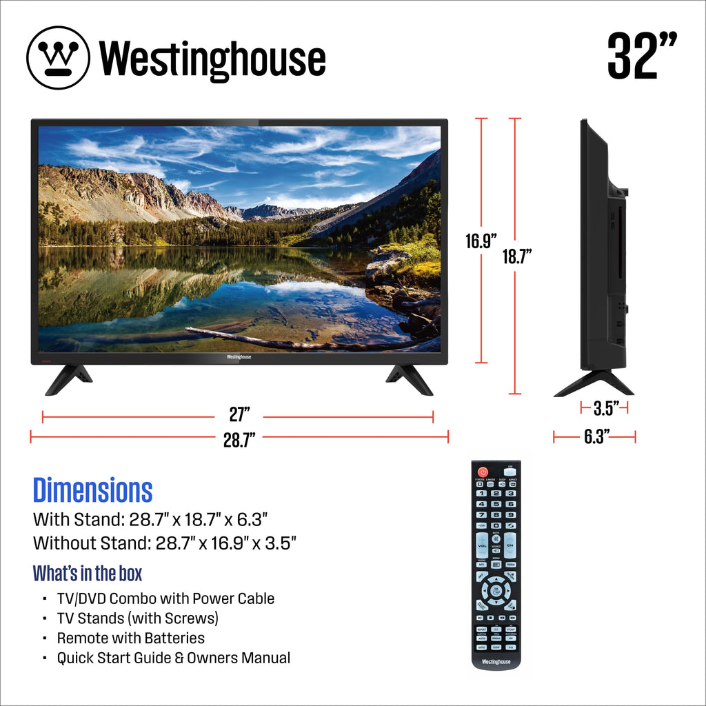 32 Inch HD LED Flat Screen TV with Built in DVD Player B4315