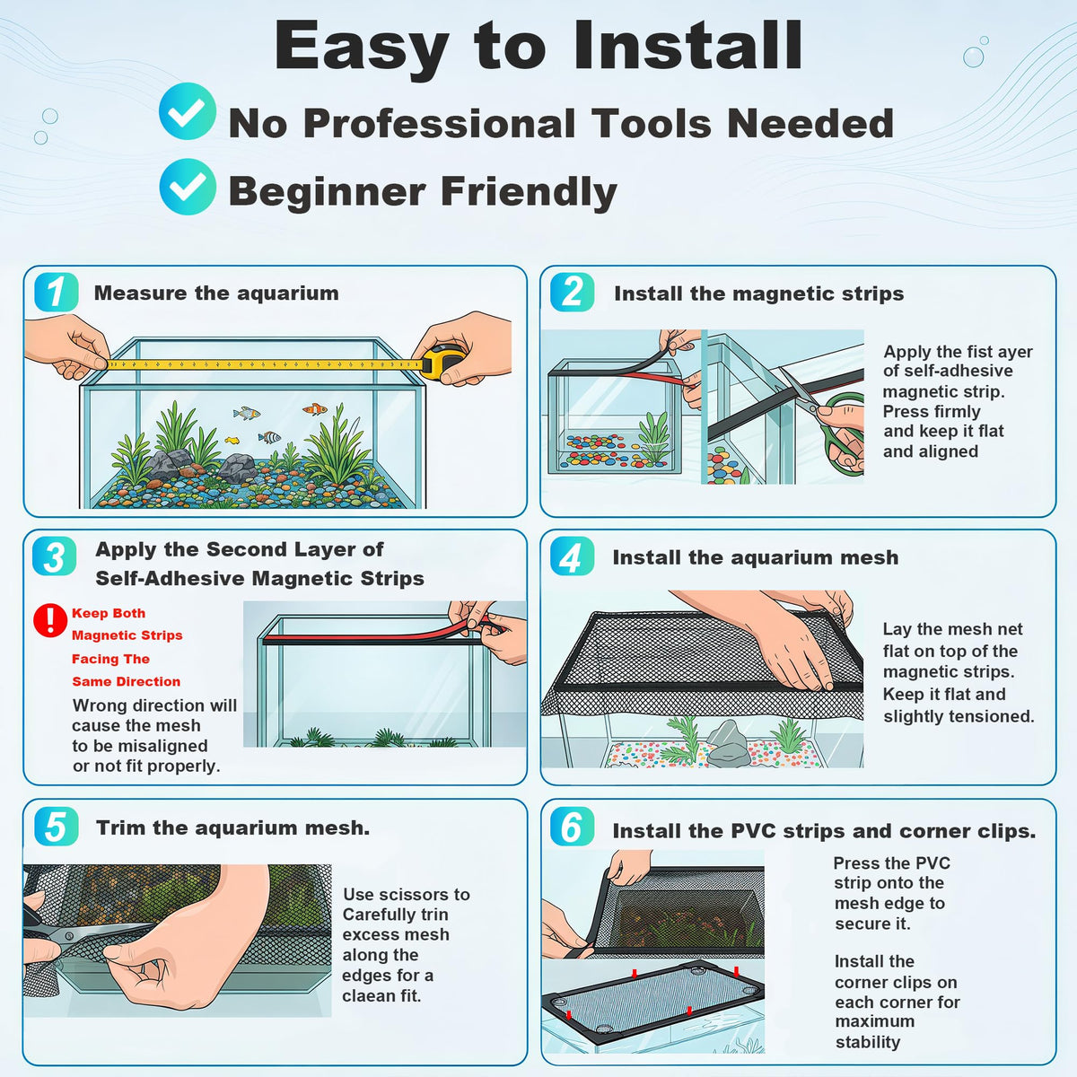 Magnetic Aquarium Lid Mesh Cover N804