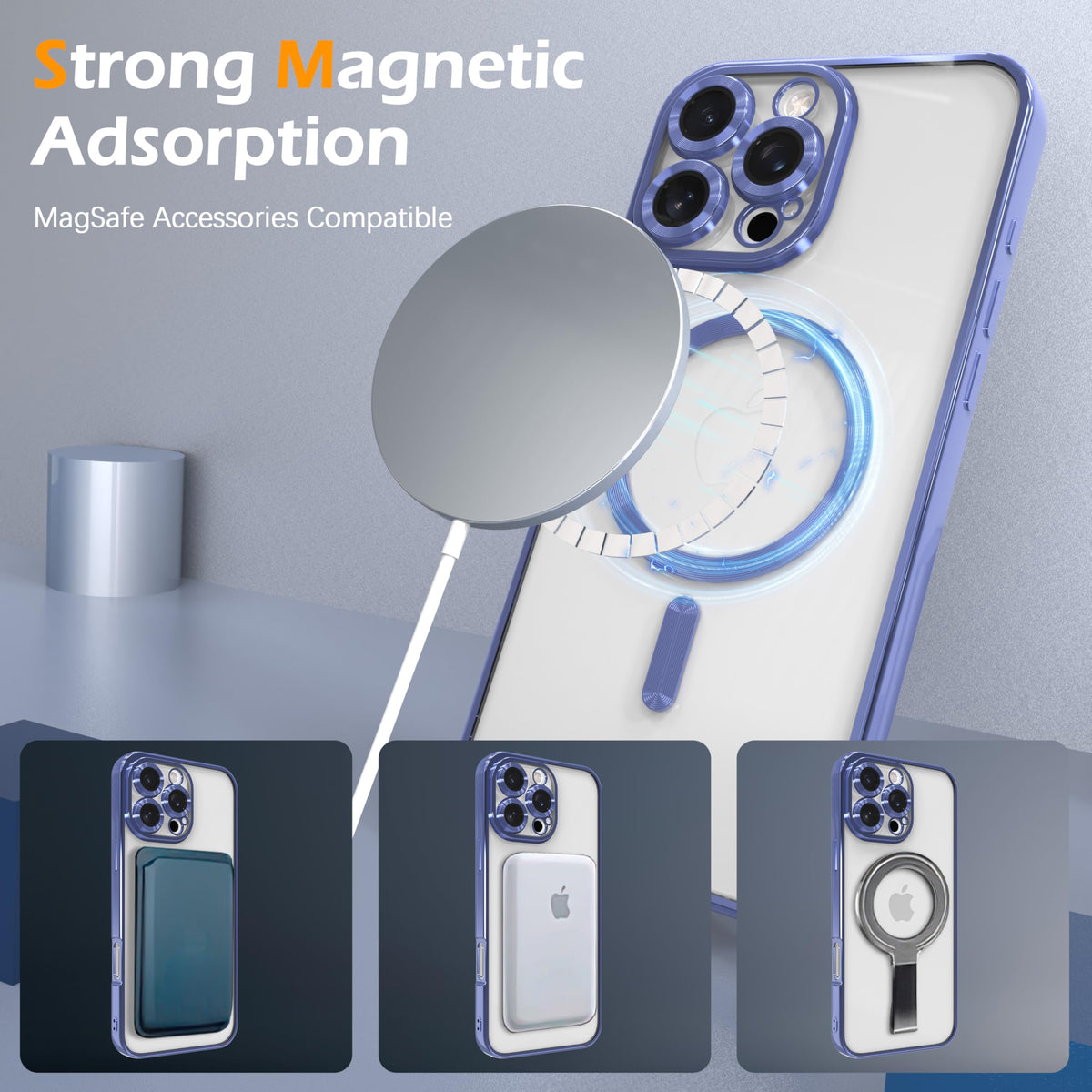 Magnetic Clear Case for iPhone 13 Pro Max with Camera Lens Protection B394