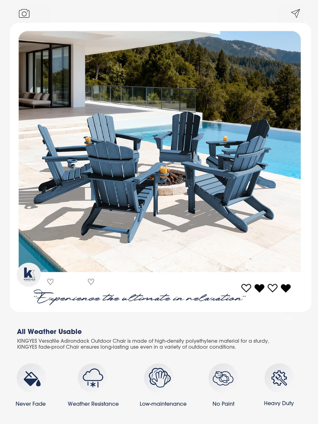 Folding Adirondack Chair Set of 2 with Cup Holder T99497