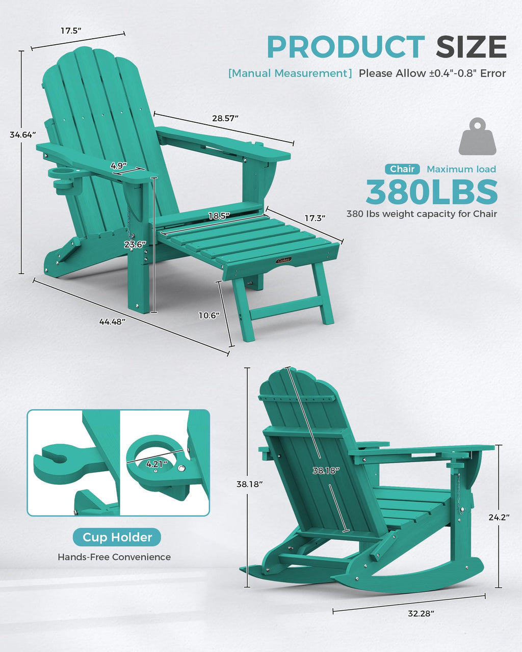 Adirondack Rocking Chair with Footrest O50682