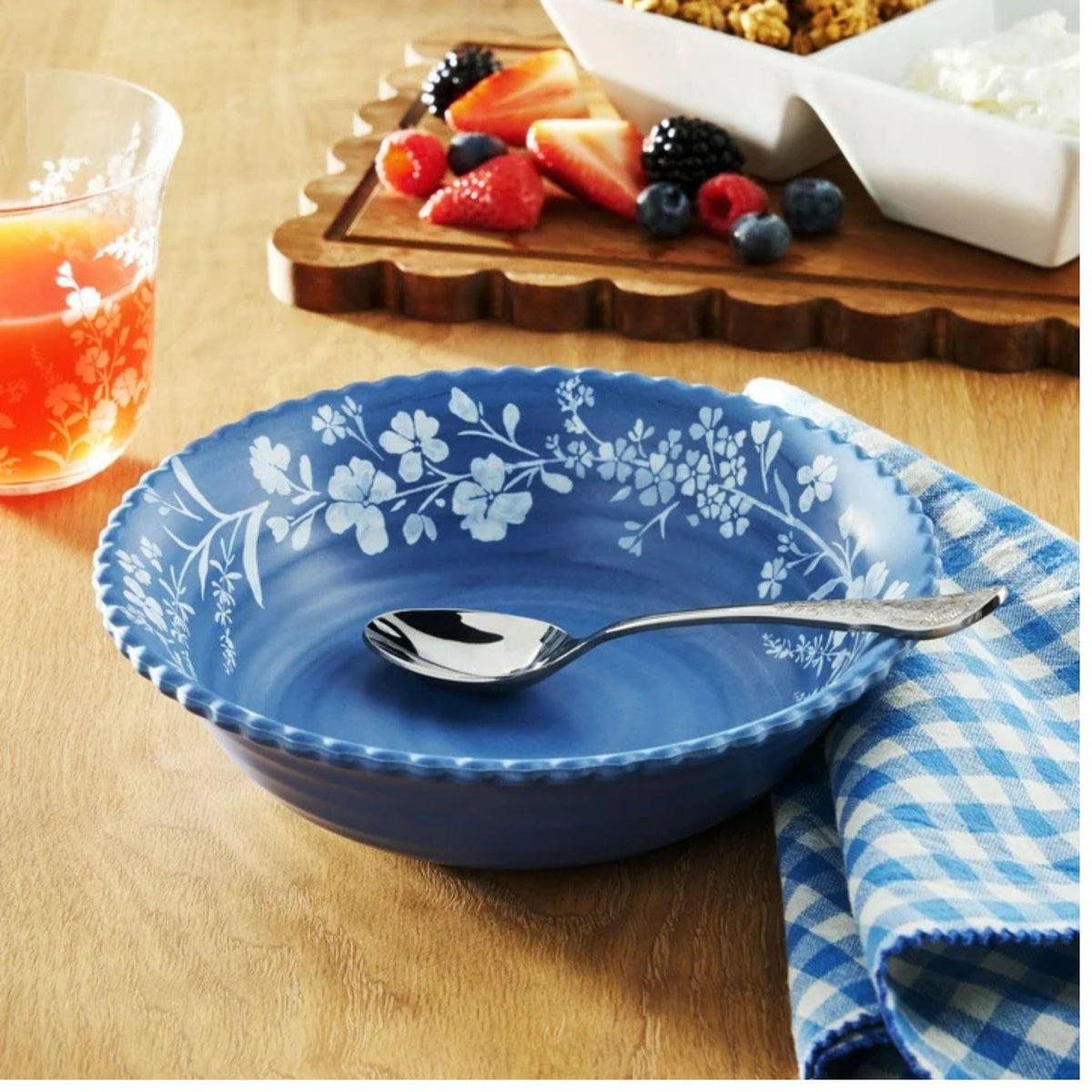12-Piece Bamboo Melamine Dinnerware Set, Service for 4, Blue G203
