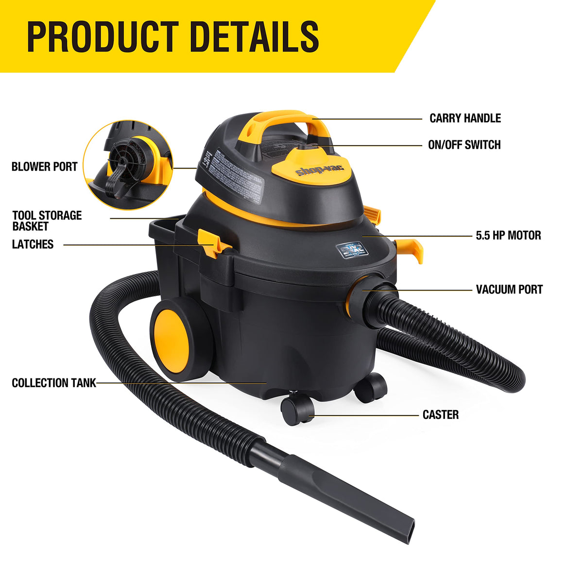 4 Gallon 5.5 Peak HP Wet/Dry Utility Vacuum with Cart Y787115