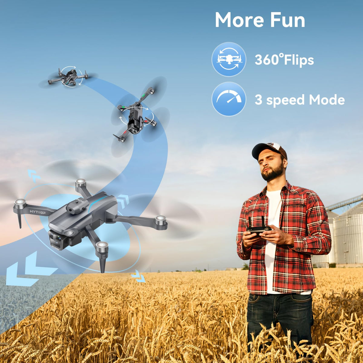 Foldable Mini Drone with Camera 1080P, 3 Batteries T33986