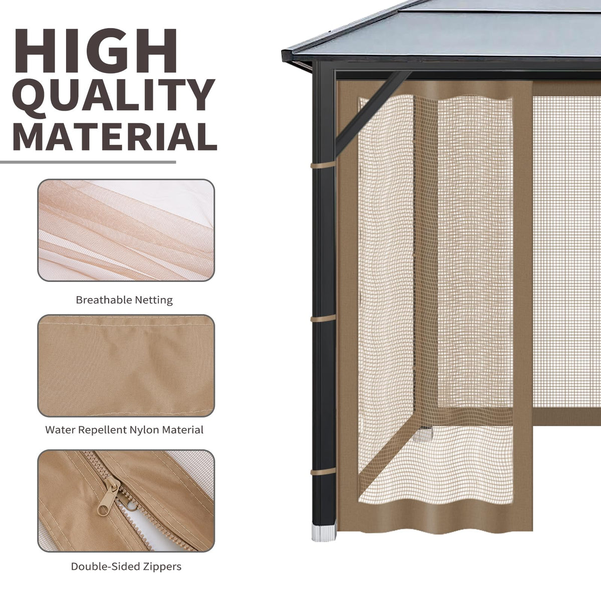 Brown Gazebo Mosquito Netting Z224