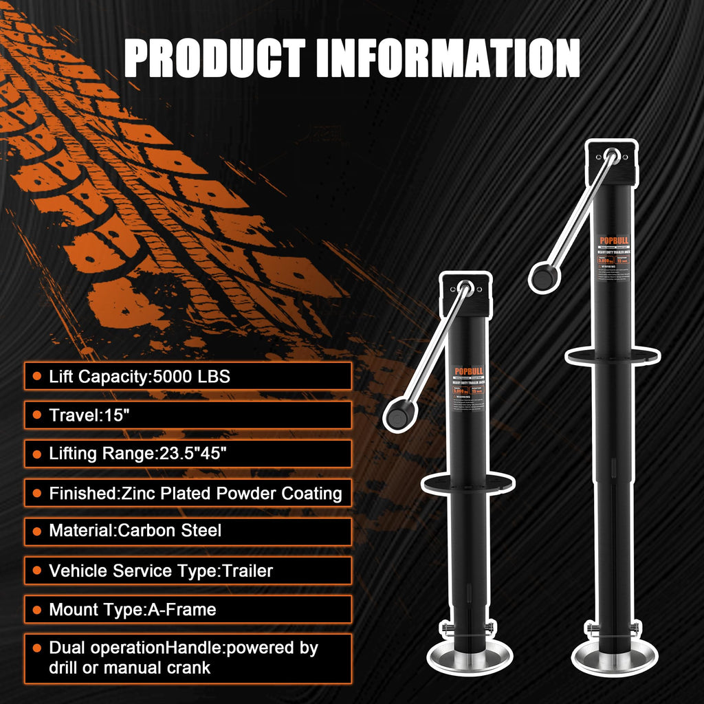 5000lbs A-Frame Trailer Jack with Adjustable Drop Leg F9975