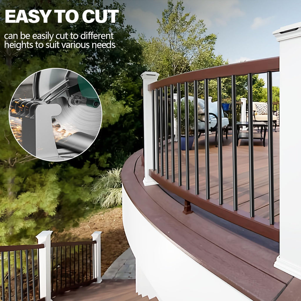 101 Pack 36" Round Black Aluminum Deck Balusters O832