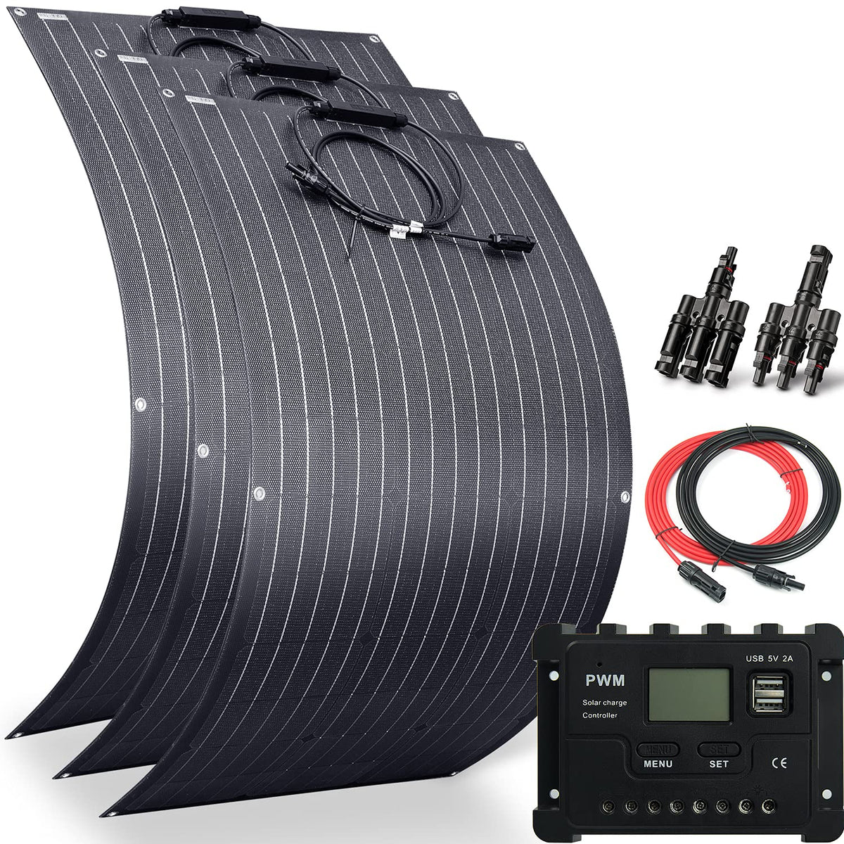 100W 12V ETFE Monocrystalline Flexible Solar Panel Kit 30A PWM M132295