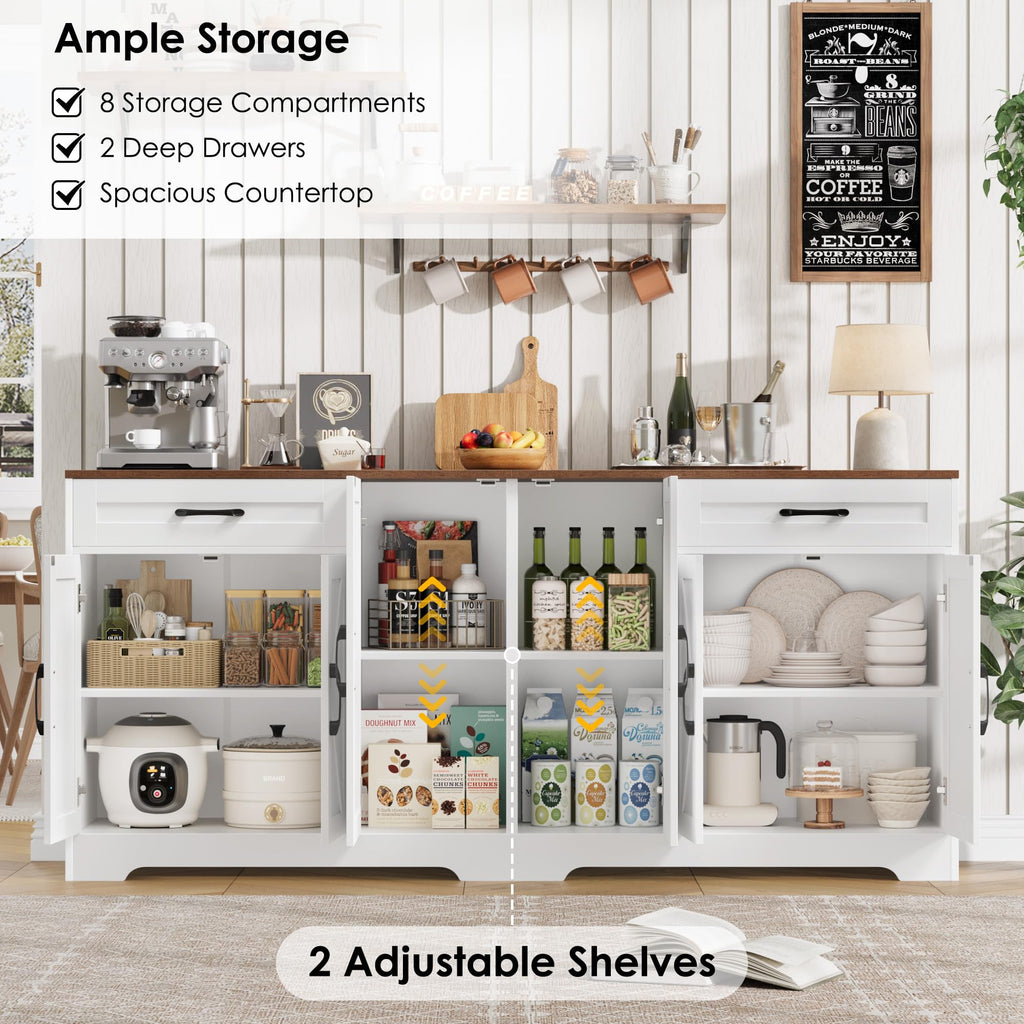 71” Large Kitchen Buffet Cabinet with Adjustable Shelves X879