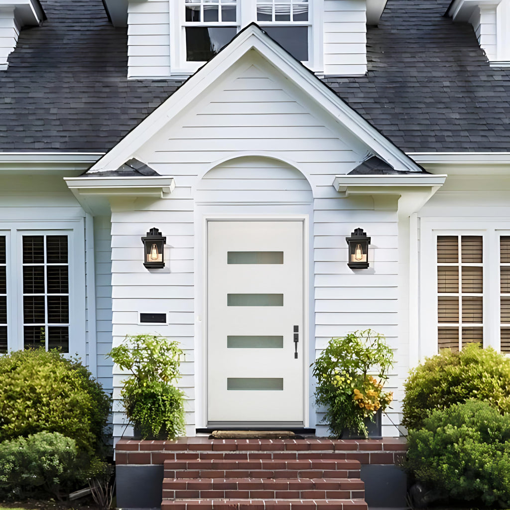 Fiberglass Exterior Front Door 36x80in Left-Hand Inswing Frosted Glass White Primed N762